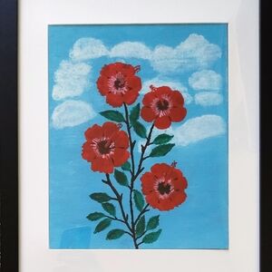 Floral Art Print with Red Flowers